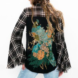 Aratta Isabella Top with Embroidered Peacock